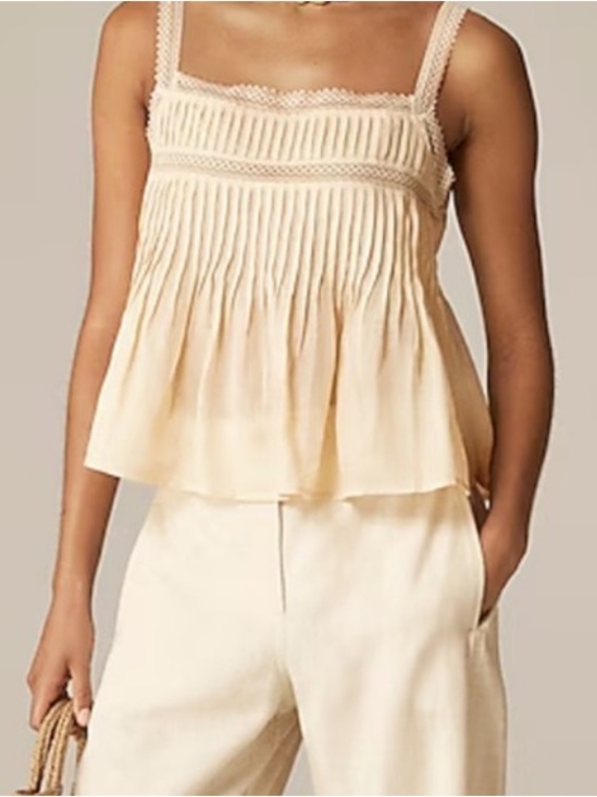 J. Crew Tops - J Crew Lace Trim Tank Top Ramie